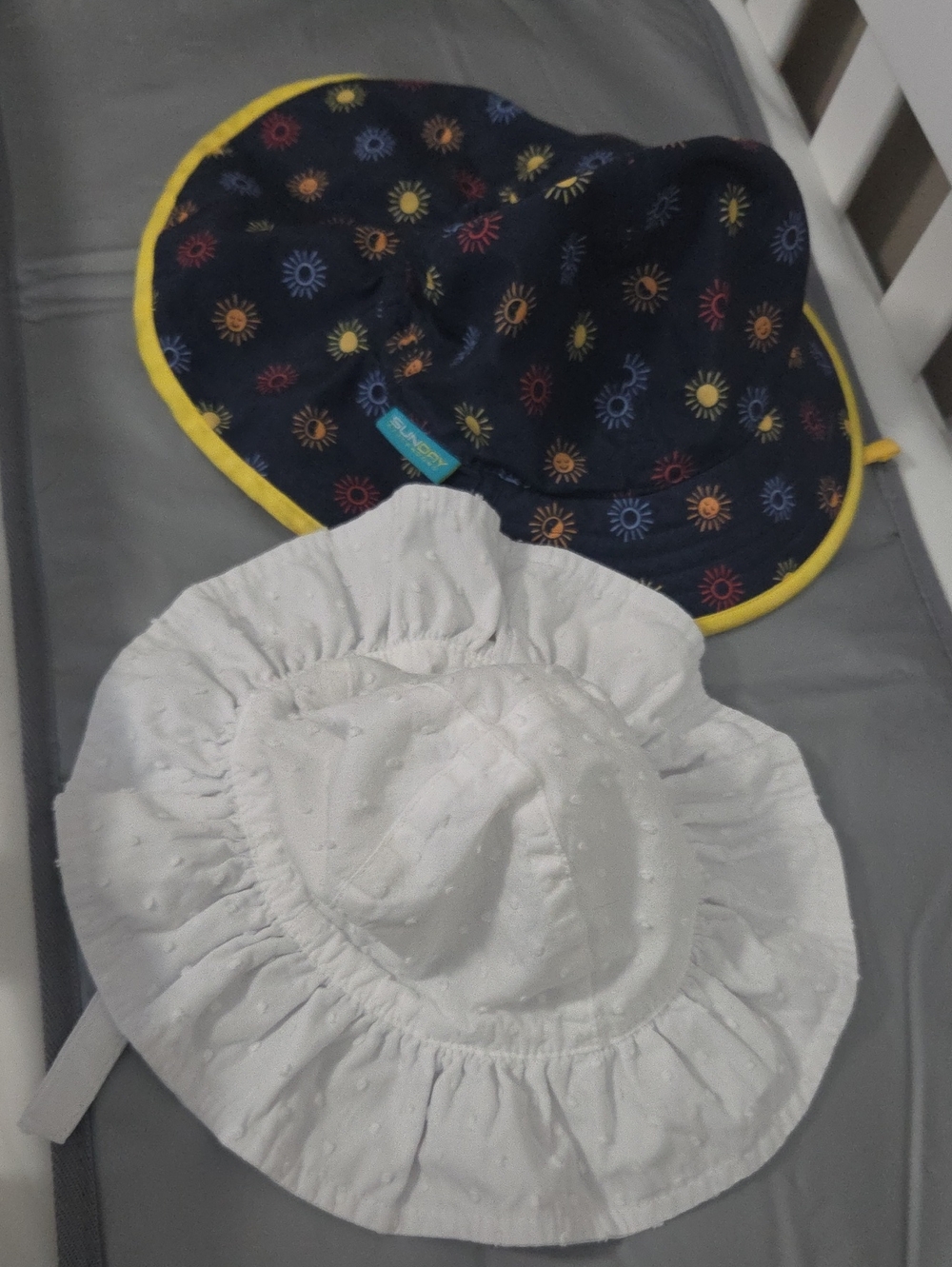 OshKosh B'gosh Navy Sun Hat with Yellow Trim & White Ruffle Hat